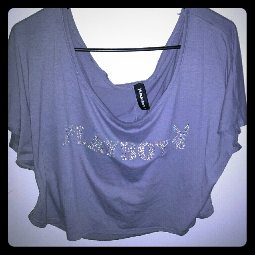 Gray play boy crop top